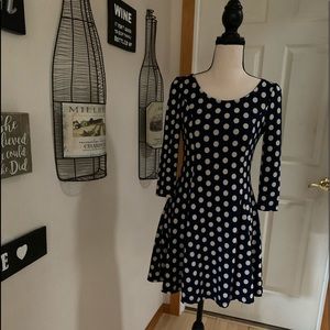 Lapis polka dot navy dress.
